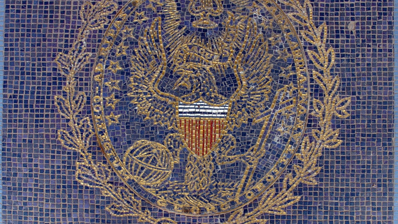 Georgetown seal in mosaic tile