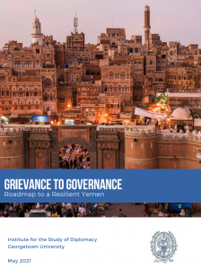 Grievance to Governance Image on building backdrop